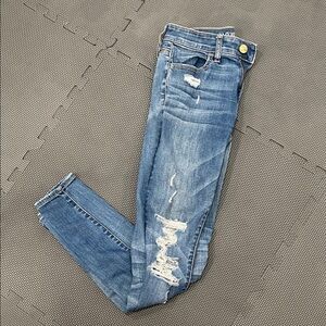American Eagle Outfitters Blue Ripped Skinny Jeans